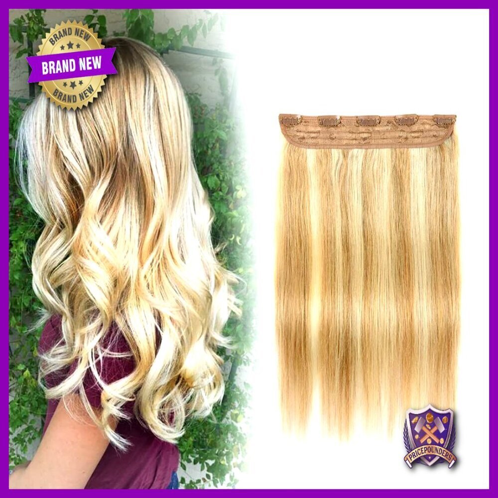 Real Human Hair Clip In Extensions One Piece Weft Remy Hair 14 Inch